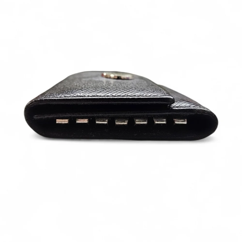 BVLGARI Leather Keyholder Wallet In Black Leather And Silver